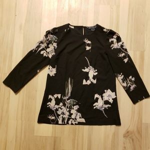 NWOT French Connection Dark Floral Black Blouse
